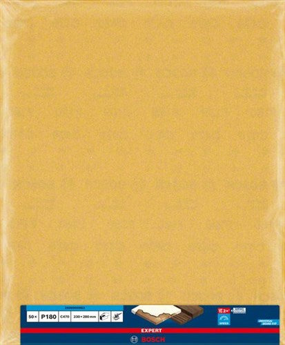 Bosch Accessories Expert C470 Schleifpapierblatt zum Handschleifen 230 x 280 mm, K180 – 50 Stück – 2608900963