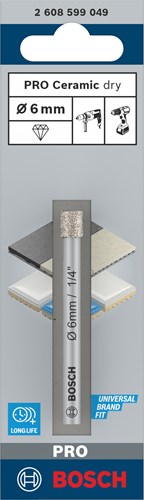 Bosch Zubehörexperte für Keramik-Diamantbohrer 6 mm – 2608599049