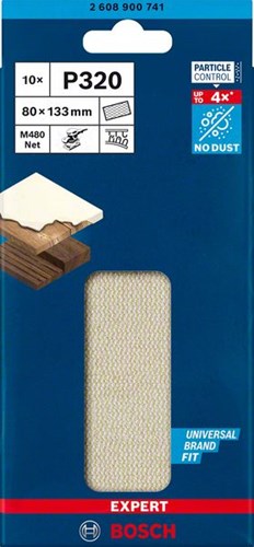 Bosch Zubehör Expert M480 Schuurnet für Arbeitsmaschinen 80 x 133 mm, K320 – 1 Stück(e) – 2608900741
