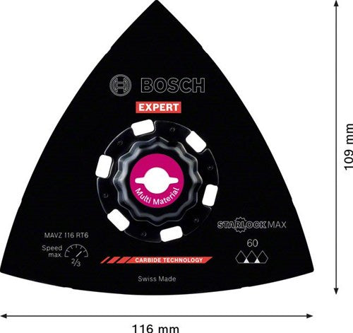 Bosch Accessories Expert Schleifplatte MAVZ 116 RT6 Multitoolzaagblad 116 mm – 1 Stück(e) – 2608900054