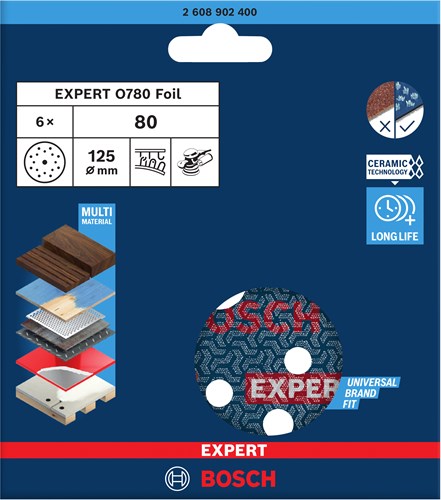 Bosch accessoires bosch professional expert schuurschijf 125mm p80 ve=6 - 2608902400
