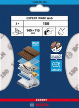 Bosch Zubehör Expert Schleifblatt Bahn W480 115 x 140 mm, G180, 2x - 2608902382