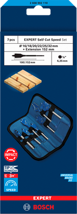 Bosch blauw bosch accessoires expert speedborenset self cut speed | 7-delig | 16, 18, 20, 22, 25, 32 mm - 2608902110