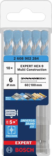 Bosch Zubehör Expert Universalbohrmaschine | Hex-9 | Multikonstruktion | 6x60x100 | 10 Stück - 2608902284