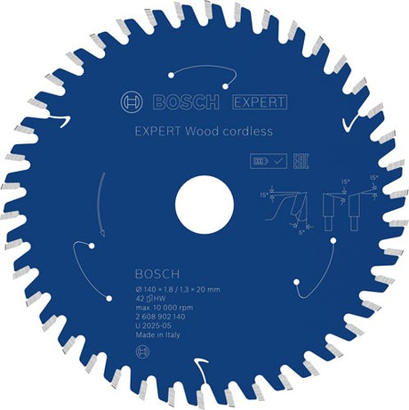 Bosch Zubehör Expert Holz Akku-Kreissägeblatt | 140 x 1,8 1,3 x 20 mm | t42 - 2608902140