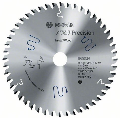 Bosch Zubehör hm Kreissägebl. am besten für Holz 165x20 t48 | 2608642384 (für GKT 55 GCE) - 2608642384