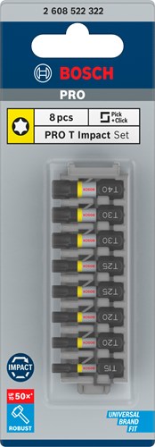 Imp Bosch Zubehör Act 8-teiliger Bitsatz – TX15 bis TX40 – Act Control – 2608522322