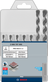 Bosch blauw bosch accessoires pro betonborenset hex-5 | 5-delig | 4x100, 5x100, 6x100, 8x150, 10x150mm - 2608707005