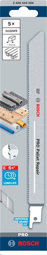 Bosch Zubehör Pro Palettenreparatur S1132VFR Sägeblatt | 0 |9 x 19 x 225 mm | 5-teilig - 2608659006