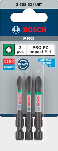 Bosch accessoires pro pz impact bits | pz1 | pz2 | pz3 | 55 mm | 3-delig - 2608521u57
