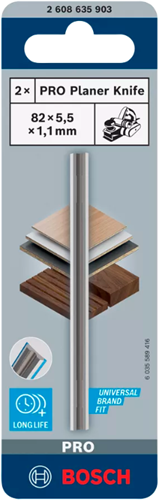 Bosch Zubehör Pro Hobelmesser HM, 82 x 5,5 x 1,1 mm, 2x für Bosch Hobelmaschinen GHO und Pho | 2608635350 - 2608635903