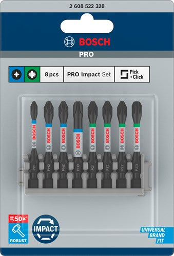Imp Bosch Zubehör Schraube Bit Act Control PH1-PH3 PZ2-PZ3 50 mm 8x - 2608522328