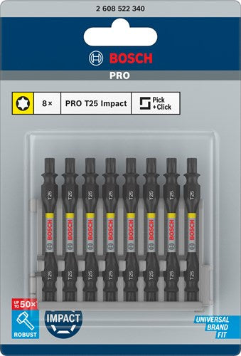 Bosch accessoires impact dubbel bit 65mm, 8xt25