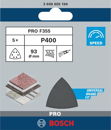 Bosch accessoires schuurblad 93mm, 5 stuks k400 - 2608605198