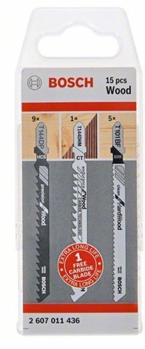 Bosch Zubehörset Stichsägen für Holz | 15 Stück - 2607011436