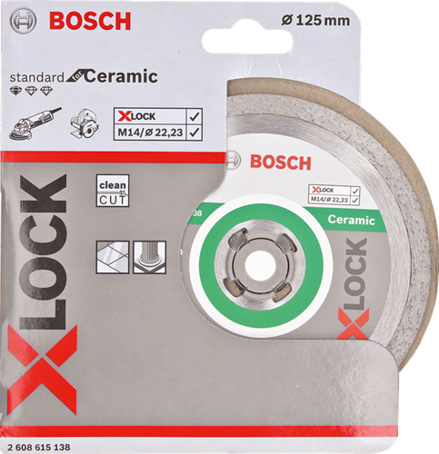 Bosch Zubehör X-Lock Diamantscheibe Standard für Keramik 125 x 22,23 x 1,6 x 7 mm – 1 Stück – 2608615138