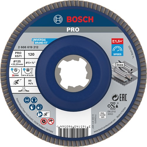 Bosch Zubehör X-Lock Fächerscheibe Best for Metal gerade, Kunststoff, ø125mm, G 120, x571 – 1 Stück(e) – 2608619212