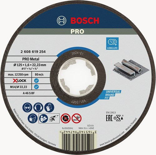 Bosch Zubehör X-Lock Schleifscheibe Expert für Metall 125x1,6x22,23mm, gerade - 1 Stück(e) - 2608619254