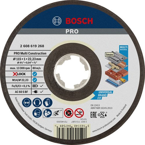 Bosch Zubehör X-Lock Schleifscheibe Multikonstruktion 115x1x22,23mm, gerade - 1 Stück - 2608619268