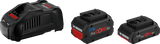 Bosch blauw 18v starterset met 2 accu's | 1x procore18v 5.5ah + 1x procore18v 4,0ah + lader gal 1880 cv - 1600a0214a