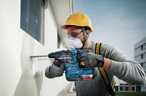 Bosch blauw bosch accu boorhamer met sds plus gbh 18v-22 met stofafzuiging ...