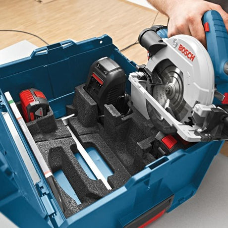 Bosch Blue GKS 18V-57 G professionelle Akku-Kreissäge | 5,0 Ah Li-Ion | in L-Boxx | mit 1600mm Führungsschiene - 06016a2102