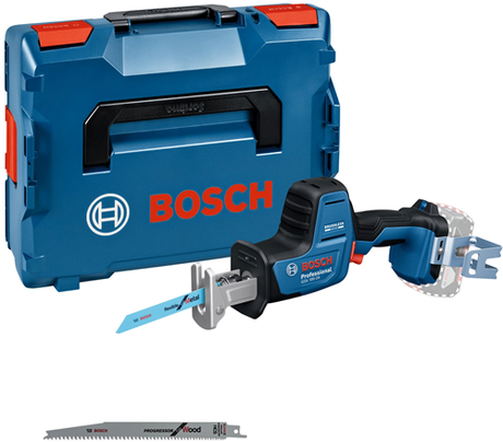 Bosch Blue GSA 18V-24 Säbelsäge | Solo in L-Boxx | inkl. Sägeblatt S922EF, S2345X, Haken | ohne Akku und Ladegerät - 06016a5101
