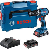 Bosch blauw gsb 18v-45 accu schroef- en klopboormachine | 2 x 2,0 ah accu + oplader | in l-boxx - 06019k3303