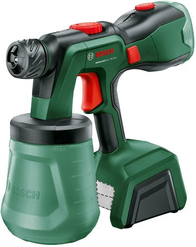 Bosch advancedspray 18v-500 – Farbspritzgerät – inklusive Reinigungsbürste – Messbecher – Farbbehälter mit Deckel – Feinsprühdüse – ohne Akku und Ladegerät