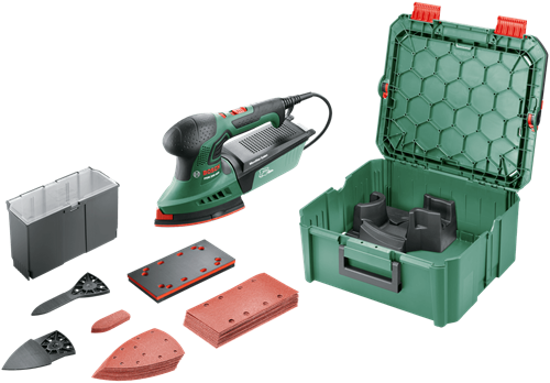 Bosch groen psm 200 aes | multischuurmachine + systembox | 200w | incl. accessoires