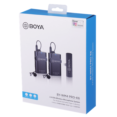 Boya 2.4 GHz Duo Lavalier Micrófono inalámbrico By-Wm4 Pro-K6 para Android