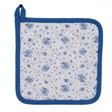 Clayre Eef Topflappen Rosen weiß blau 20x20cm Baumwolle