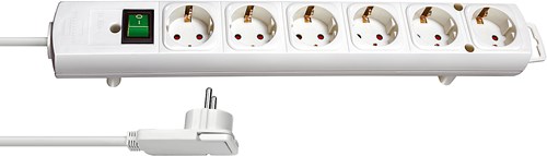 Brennerstuhl Comfort-Line Plus Steckdose mit Flachstecker 6x weiß 2m h05vv-f 3g1,5 - 1153320100