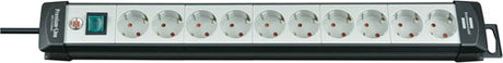 Brennerstuhl premium-line Steckdosenleiste 10-fach schwarz hellgrau 3m h05vv-f 3g1,5