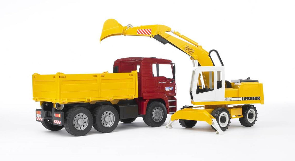 BRUDER AUTO TRUCK MAN TGA mit Liebherr Bagger