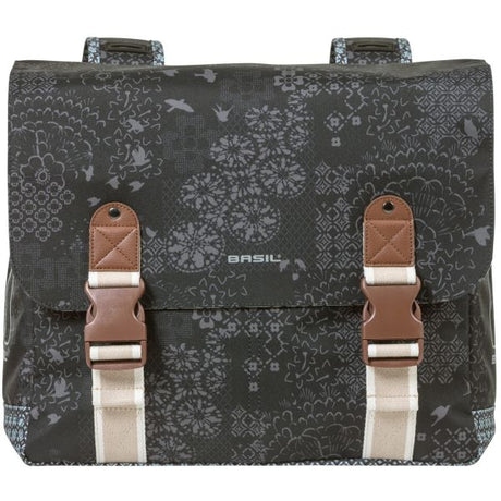 Basil Bohème Doppelfahrradbeutel - Schwarz - 35L - Wasser - Repellent - Kunstlernen Details