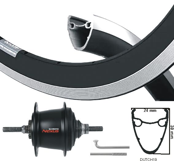 KGS Hinterrad 28 Zoll (622) Ryde Felge schwarz Nexus 8 RB schwarz mit Bremskante