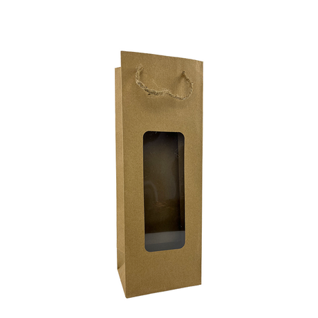 Geschenktüte Kraftflasche mit Fenster 12,5x9x35cm