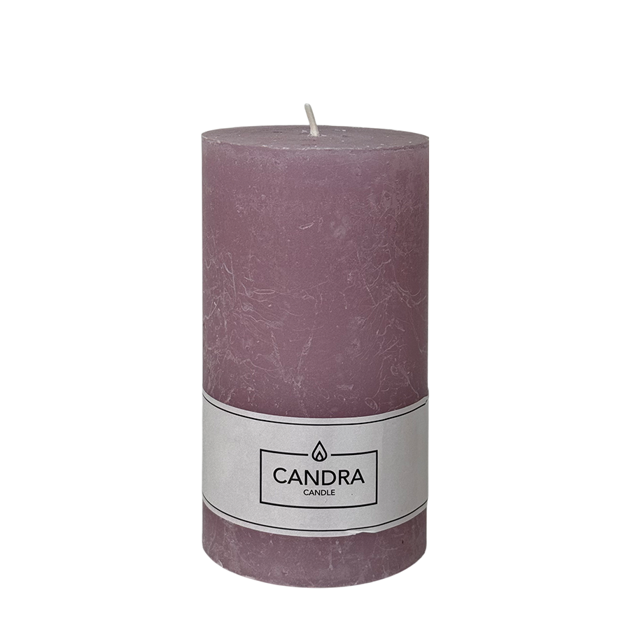 Candra rustieke stompkaars lila 130 68mm