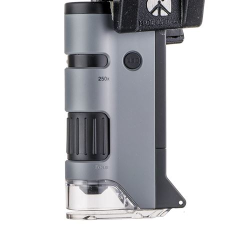 Carson Handmicroscope MP-250 Microflip 100-200x con adaptador de teléfonos inteligentes