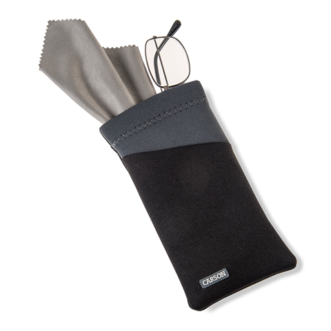 Carson Neoprene Brëller Cover mat Mikrofiber Stoff - Black Grey