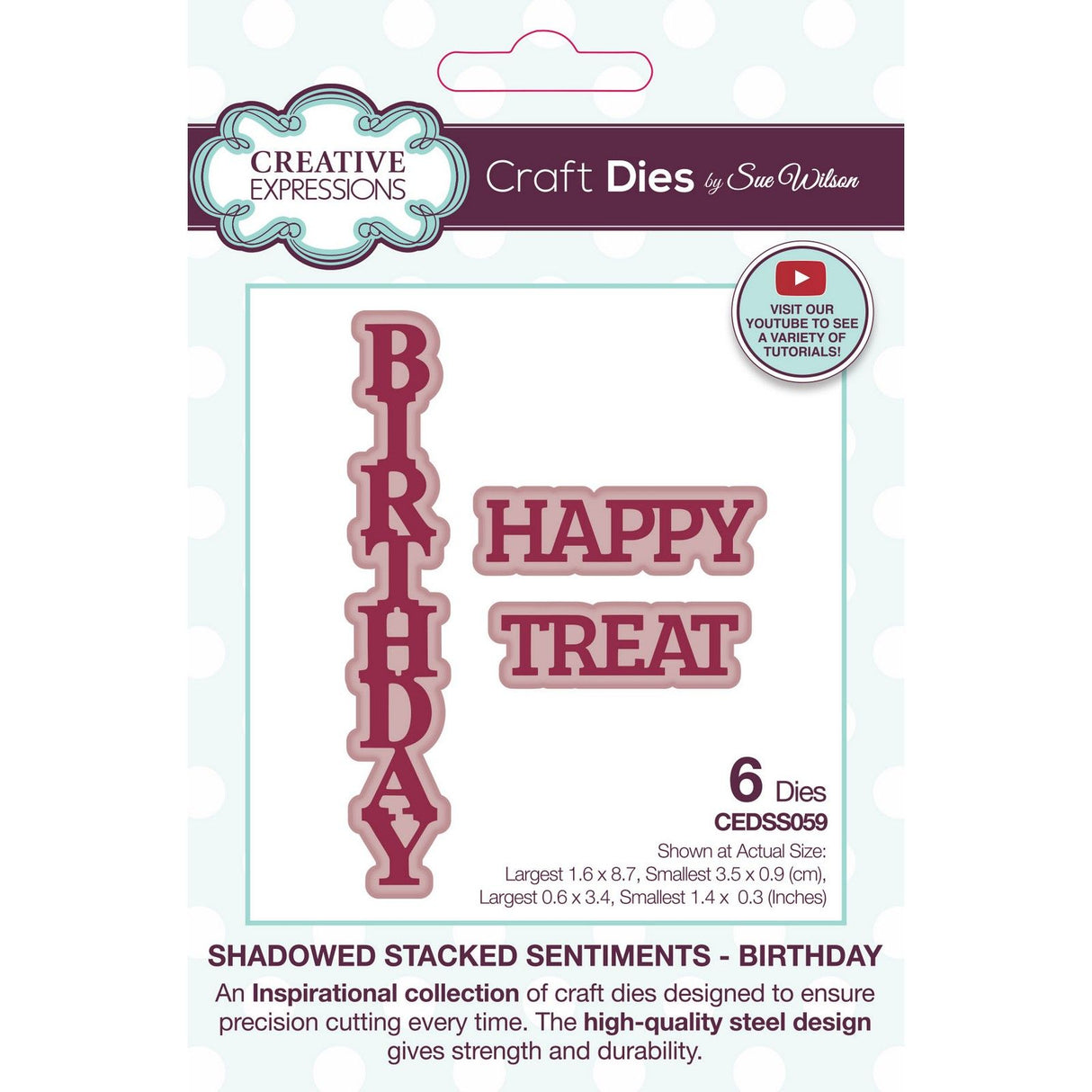 Creative expressions • sue wilson birthday shadowed stacked sentiment craft die