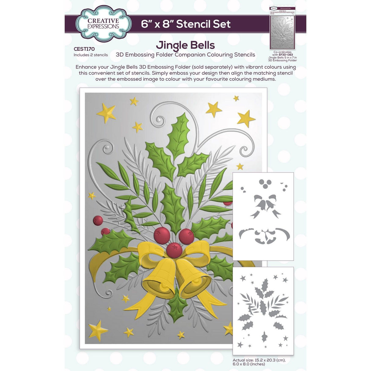 Creative expressions • jingle bells companion colouring stencil 6 in x 8 in set of 2