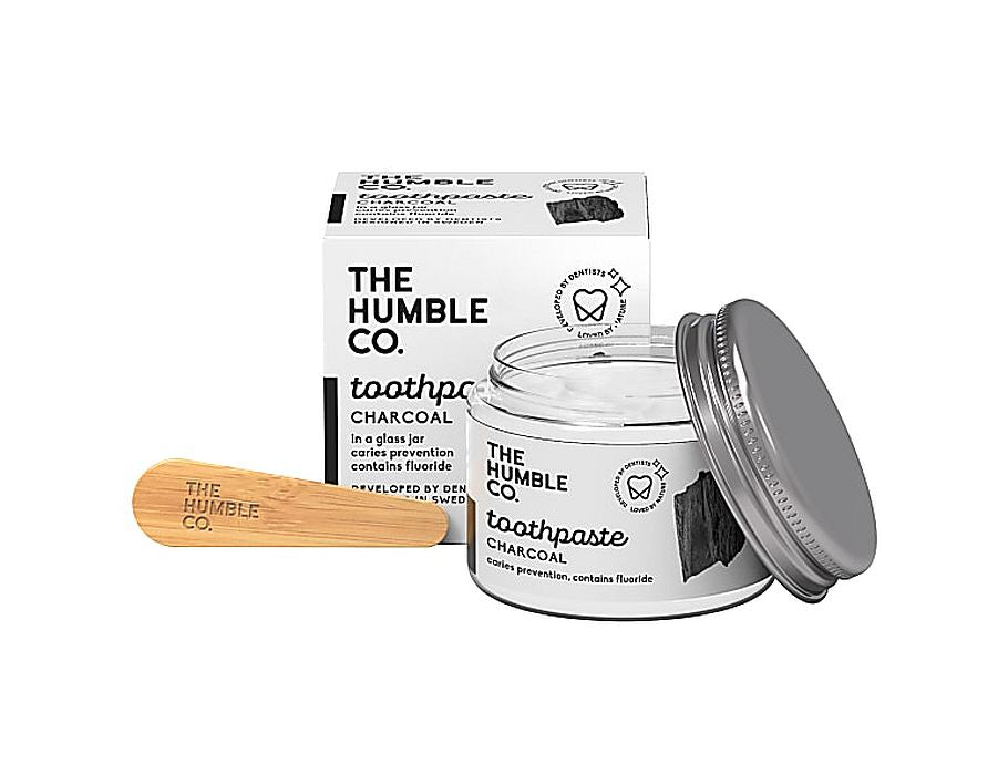 Die bescheidene Co. Zero-Waste-Zahnpasta – Aktivkohle mit Fluorid – 50 ml