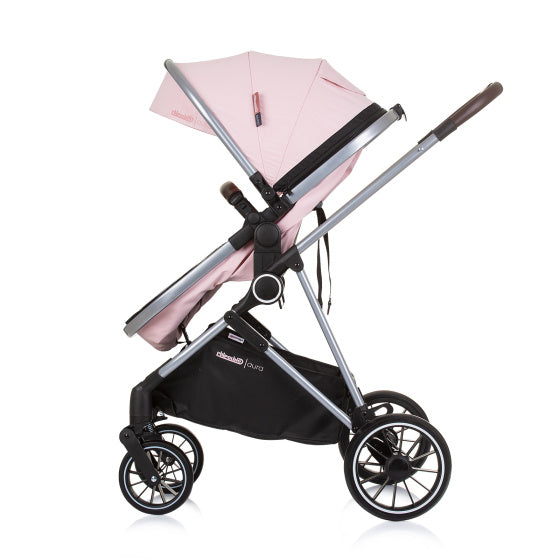 Chipolino Aura faltbarer 3-in-1-Kinderwagen mit Wickeltasche rosa
