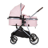 Chipolino Aura faltbarer 3-in-1-Kinderwagen mit Wickeltasche rosa