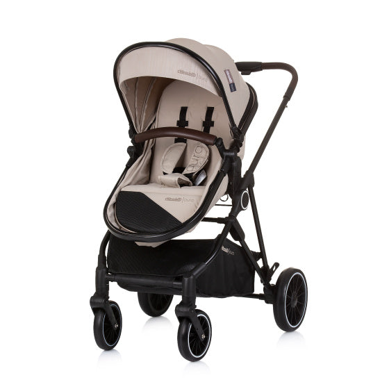 Chipolino Aura faltbar 3-in-1-Kinderwagen mit Windelbeutel Macadamia Beige Zwart