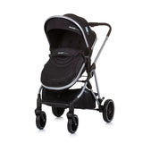 Chipolino Aura faltbar 3-in-1-Kinderwagen mit Windelbeutel Obsidian Schwarz Silber