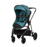 Chipolino Aura faltbarer 3-in-1-Kinderwagen mit Wickeltasche, Blaugrün, Benzinblau, Schwarz