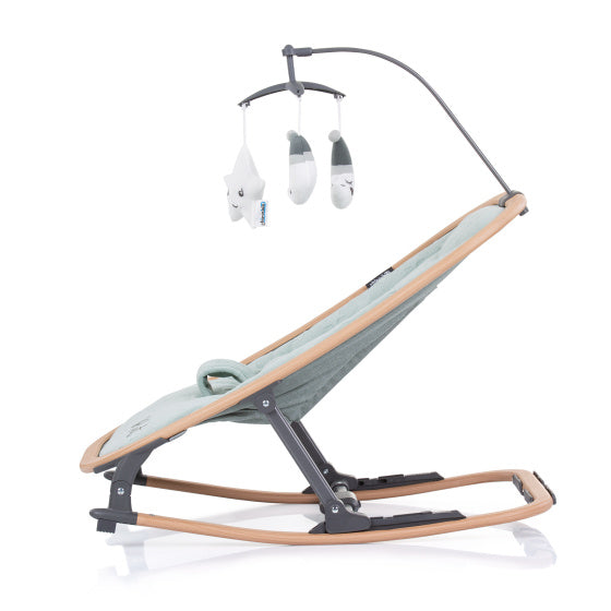 Chipolino Velvet Faltbarer Schaukelstuhl mit mobiler Aloe Wood Mintgroen Beige